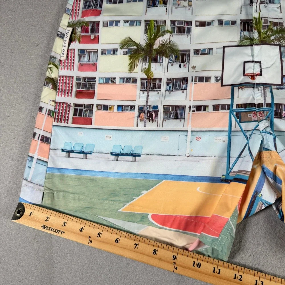 Rwenzori Mens Urban Basketball‎ Court Photo Print Graphic Shorts 36 Multicolor